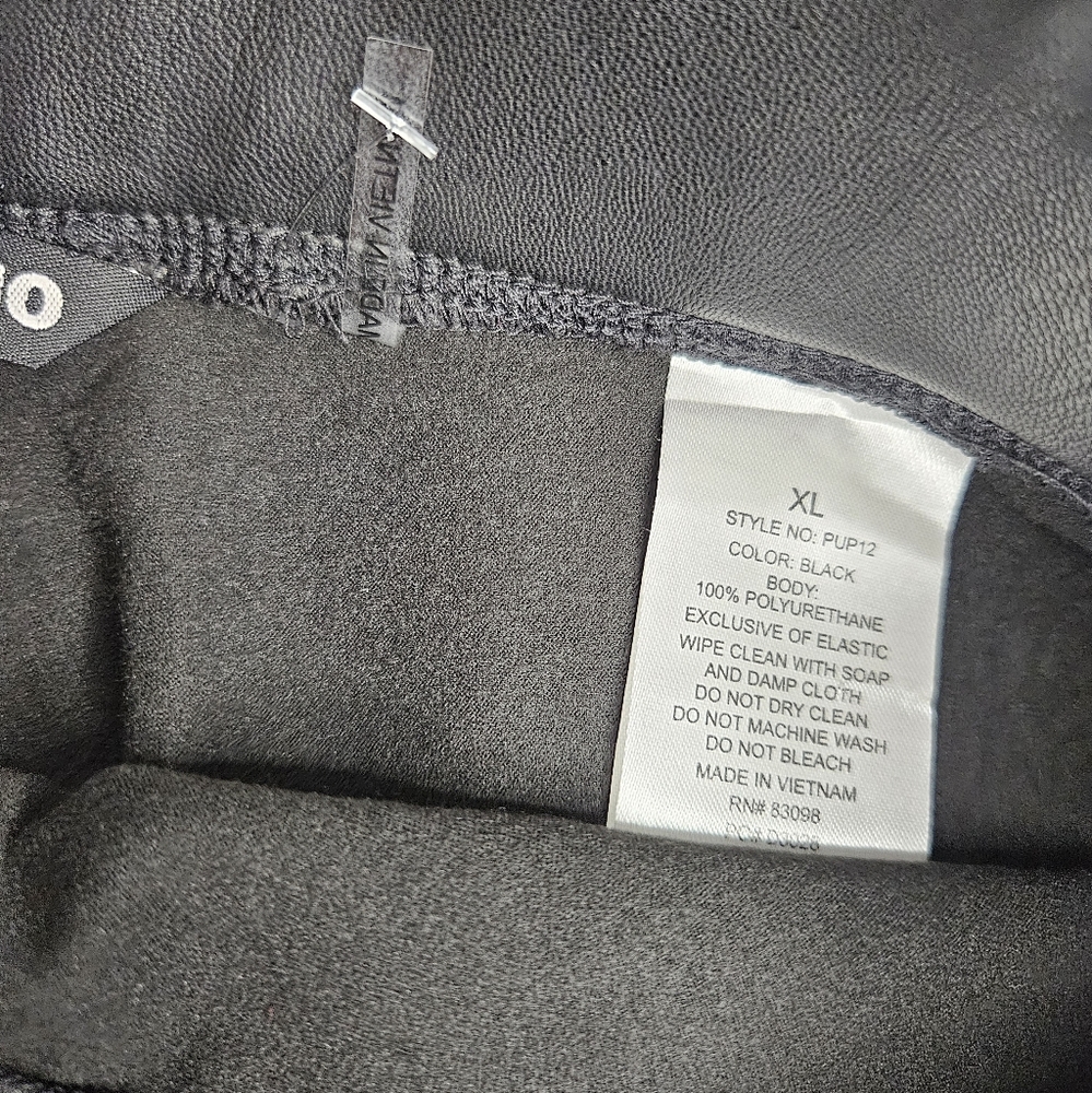 CI Sono Black Faux Leather Leggings Stretch Vegan Leather NWOT Ladies Size XL - Picture 7 of 11
